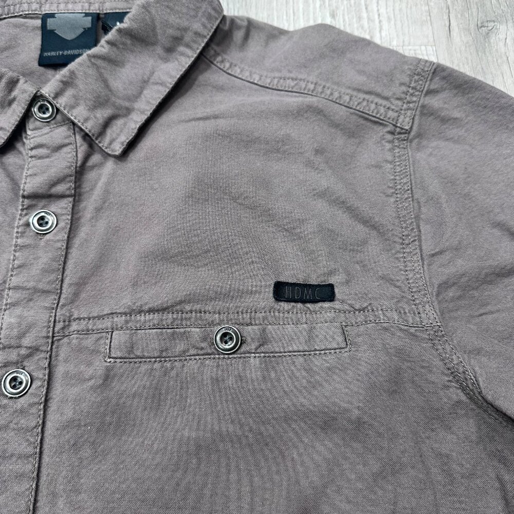 Harley Davidson Shirt Mens Large Short Sleeve Gray HDMC Button Down Biker - Picture 4 of 11
